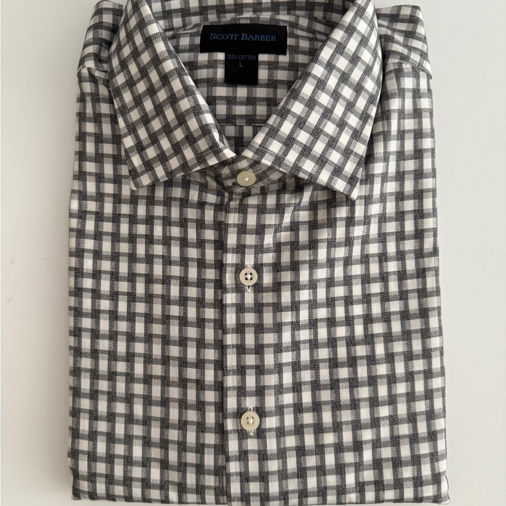 Scott Barber Black Label Men's Gray Checkered Shirt L, NWT